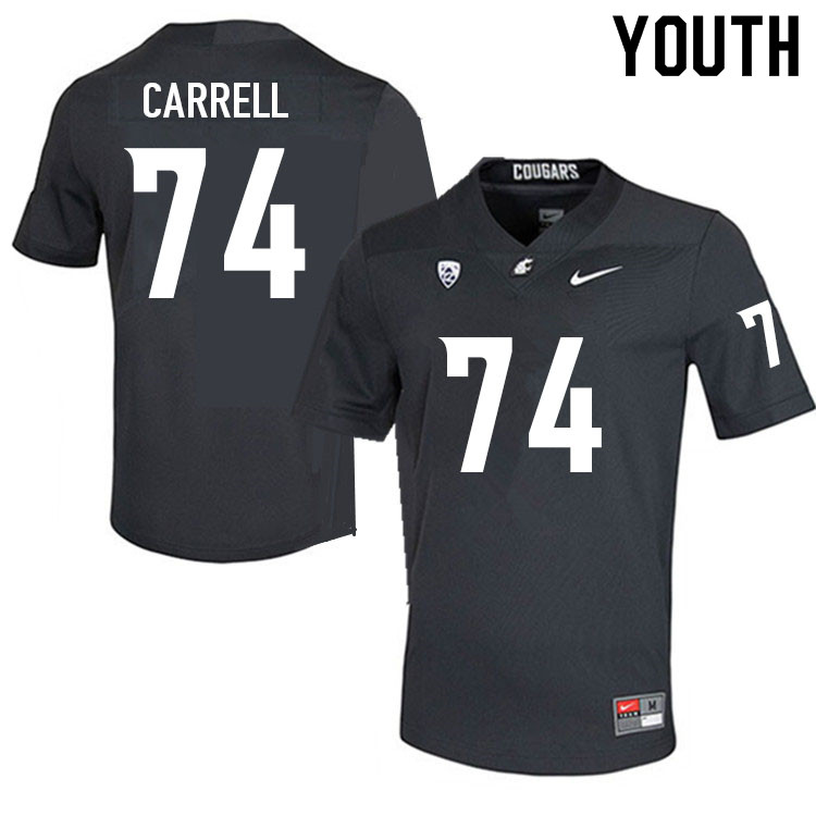 Youth #74 Sam Carrell Washington State Cougars College Football Jerseys Sale-Charcoal
